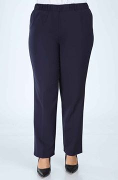 Picture of CURVY GIRL NAVY BLUE SMART TROUSERS